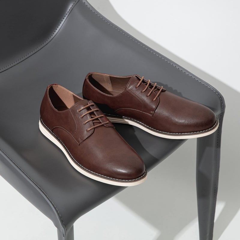 Vostey Mens Casual Dress Shoes Wingtip Plain Business Dress Shoes for Men (BMY618 Oxblood 12) - Image 1